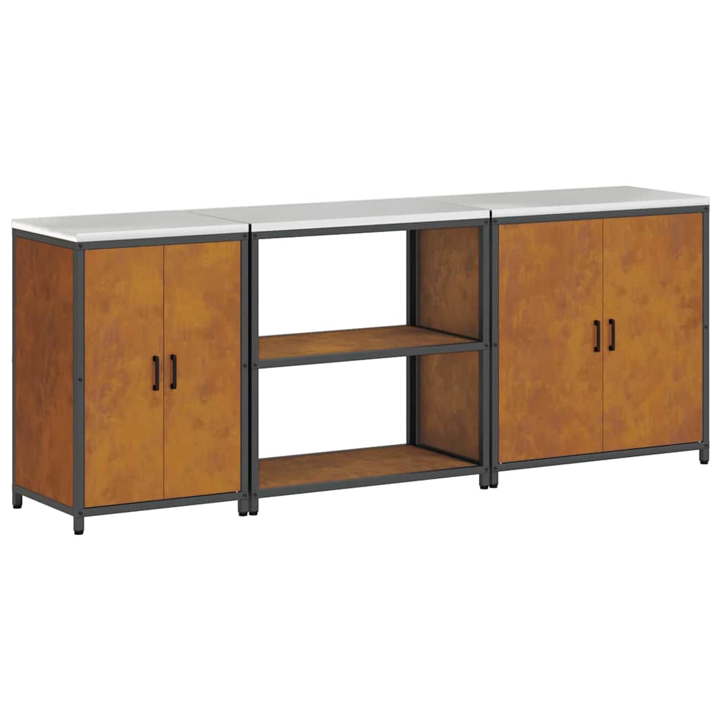 Kitchen Storage Set with Shelf 3 pcs Rusty 240 x 50 x 92 cm