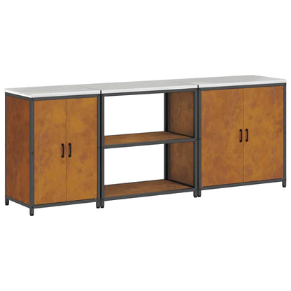 Kitchen Storage Set with Shelf 3 pcs Rusty 240 x 50 x 92 cm