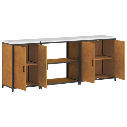 Kitchen Storage Set with Shelf 3 pcs Rusty 240 x 50 x 92 cm