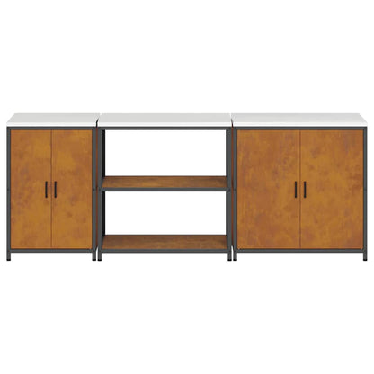 Kitchen Storage Set with Shelf 3 pcs Rusty 240 x 50 x 92 cm