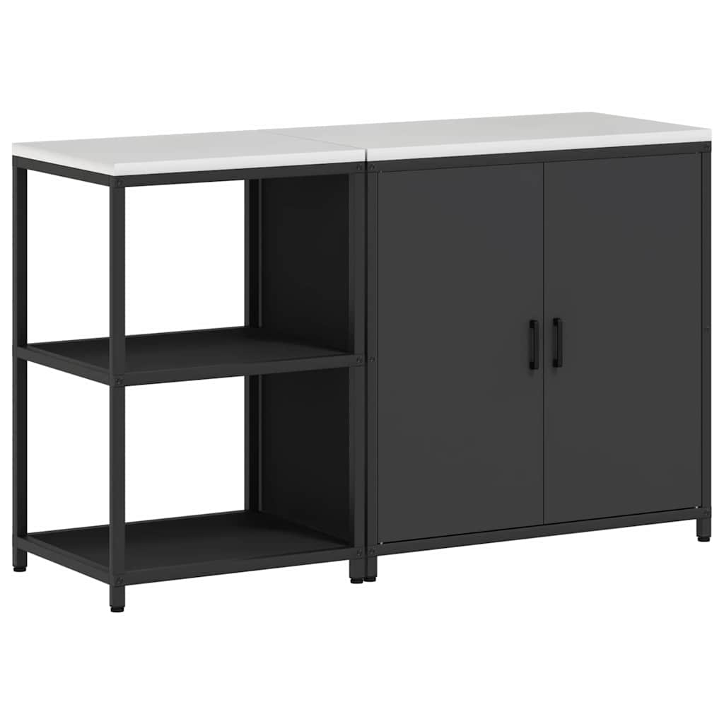 Kitchen Storage Set with Shelf 2 pcs Black 150 x 50 x 92 cm