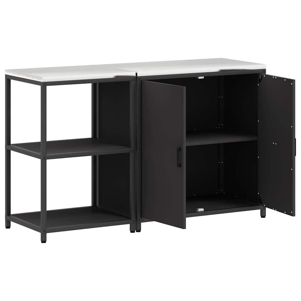 Kitchen Storage Set with Shelf 2 pcs Black 150 x 50 x 92 cm