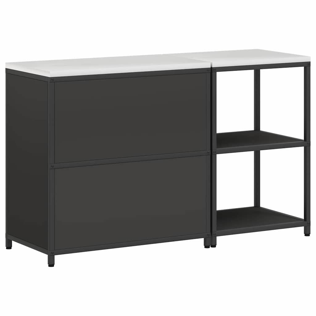 Kitchen Storage Set with Shelf 2 pcs Black 150 x 50 x 92 cm