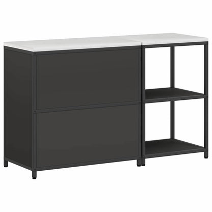 Kitchen Storage Set with Shelf 2 pcs Black 150 x 50 x 92 cm