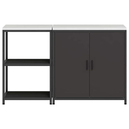 Kitchen Storage Set with Shelf 2 pcs Black 150 x 50 x 92 cm