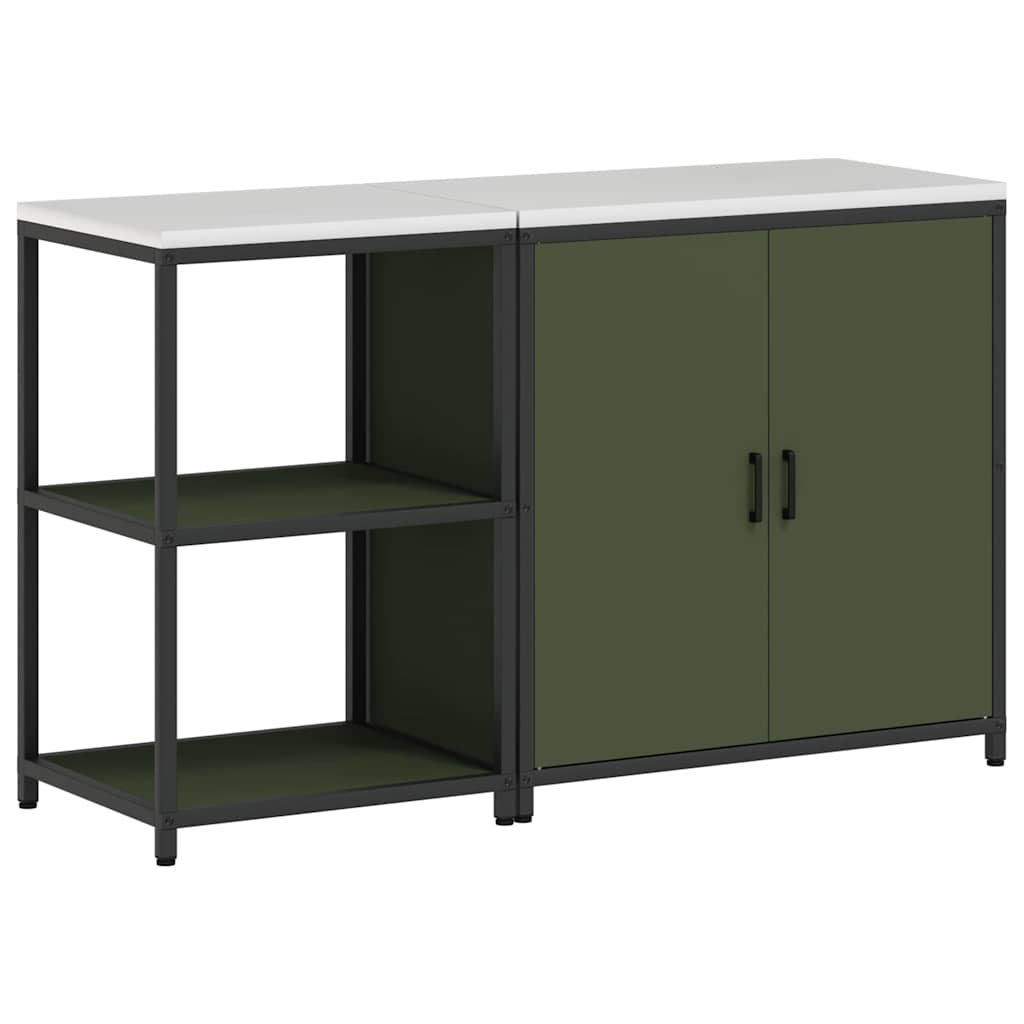 Kitchen Storage Set 2 pcs Olive Green 150 x 50 x 92 cm