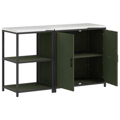 Kitchen Storage Set 2 pcs Olive Green 150 x 50 x 92 cm