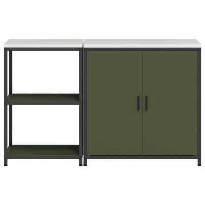 Kitchen Storage Set 2 pcs Olive Green 150 x 50 x 92 cm