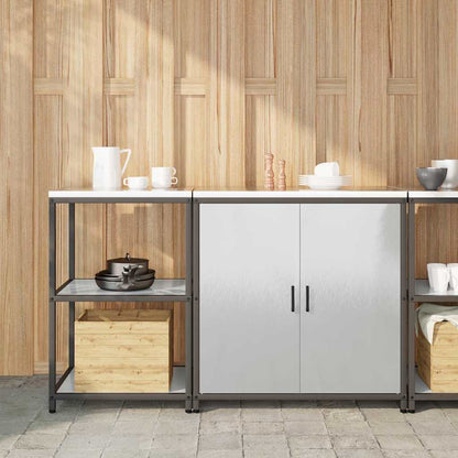 Kitchen Storage Set with Shelf 2 pcs Sliver 150 x 50 x 92 cm