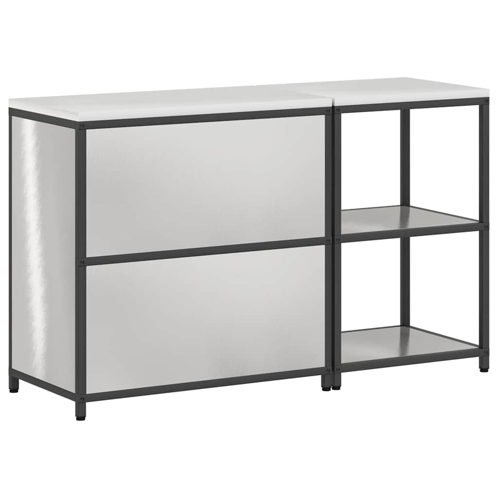 Kitchen Storage Set with Shelf 2 pcs Sliver 150 x 50 x 92 cm