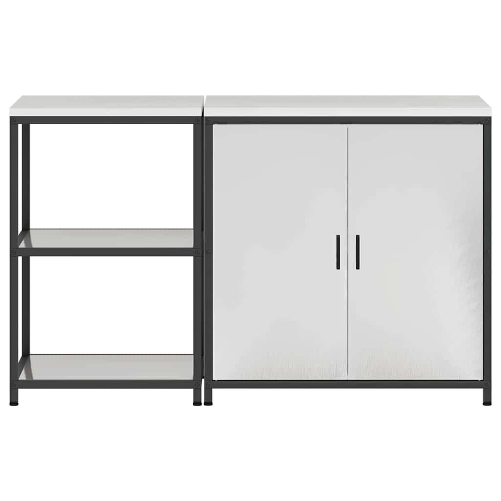 Kitchen Storage Set with Shelf 2 pcs Sliver 150 x 50 x 92 cm