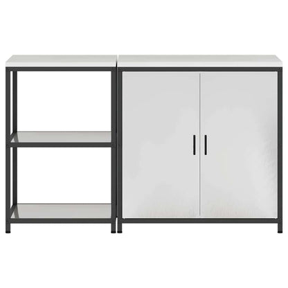 Kitchen Storage Set with Shelf 2 pcs Sliver 150 x 50 x 92 cm