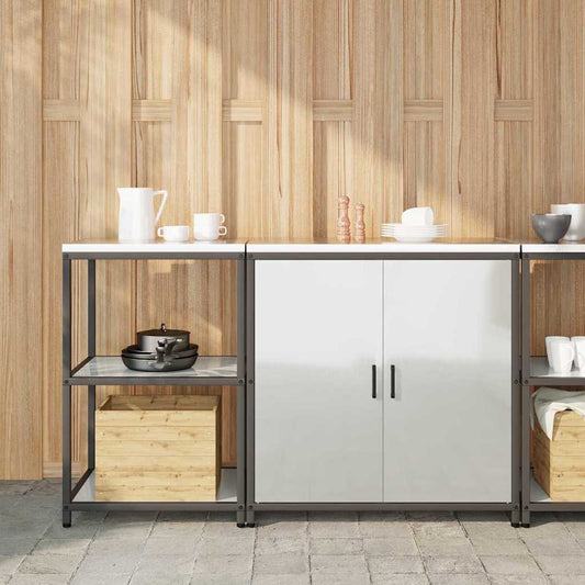 Kitchen Storage Set with Shelf 2 pcs Sliver 150 x 50 x 92 cm