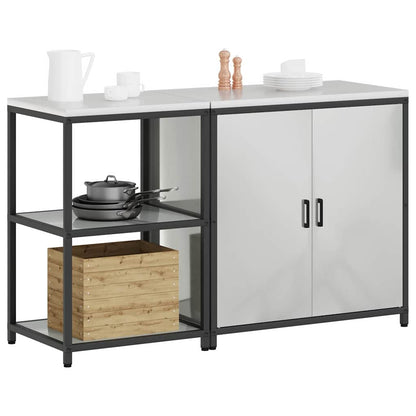 Kitchen Storage Set with Shelf 2 pcs Sliver 150 x 50 x 92 cm