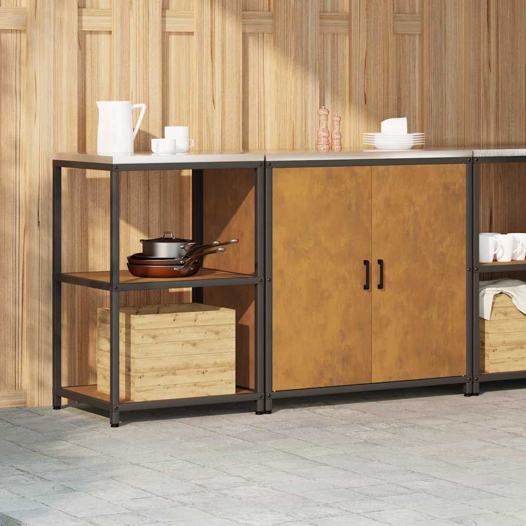 Kitchen Storage Set with Shelf with Storage 2 pcs Rusty Steel