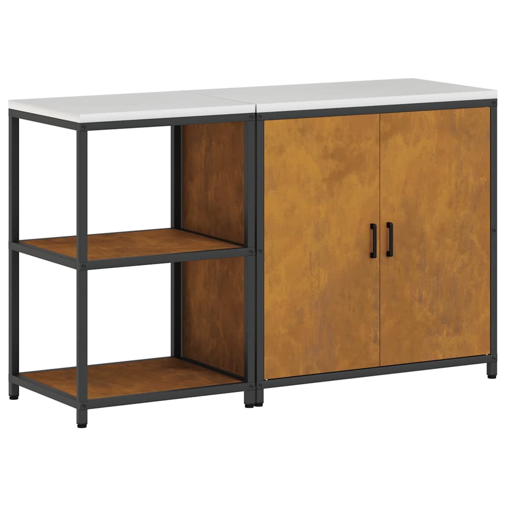 Kitchen Storage Set with Shelf with Storage 2 pcs Rusty Steel