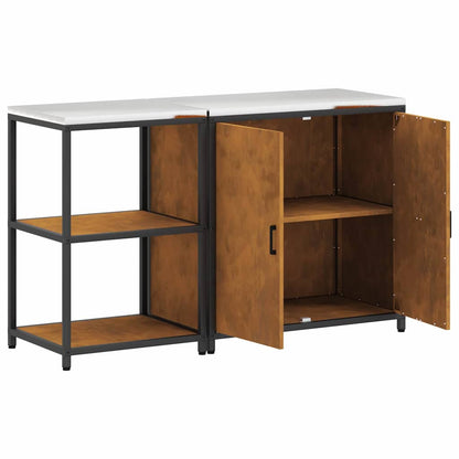 Kitchen Storage Set with Shelf with Storage 2 pcs Rusty Steel