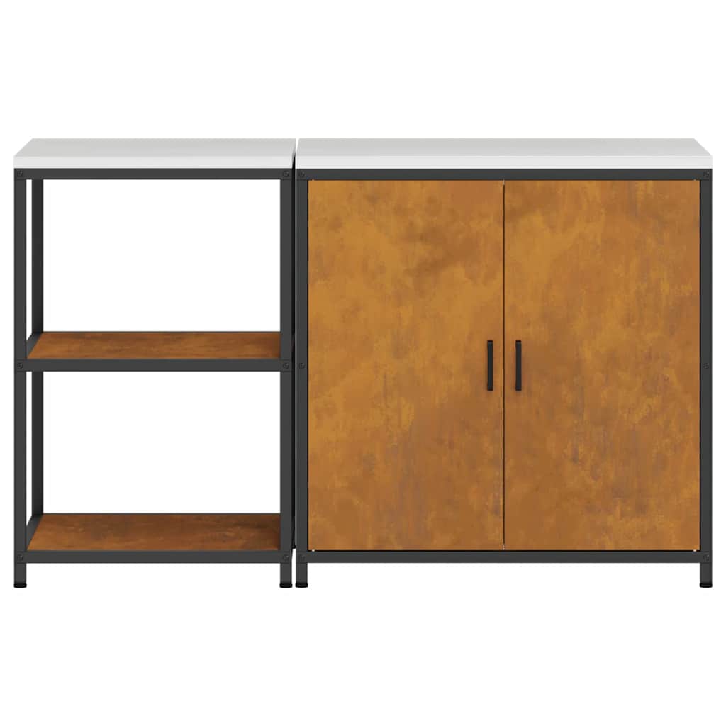 Kitchen Storage Set with Shelf with Storage 2 pcs Rusty Steel