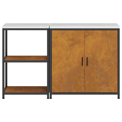 Kitchen Storage Set with Shelf with Storage 2 pcs Rusty Steel