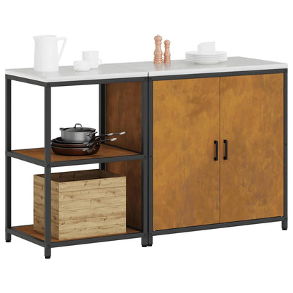 Kitchen Storage Set with Shelf with Storage 2 pcs Rusty Steel