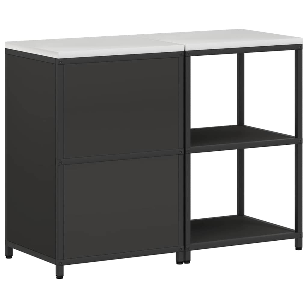 Kitchen Storage Set with Shelf 2 pcs Black Cold-rolled steel