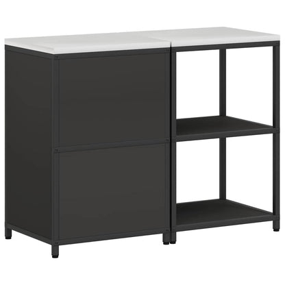 Kitchen Storage Set with Shelf 2 pcs Black Cold-rolled steel