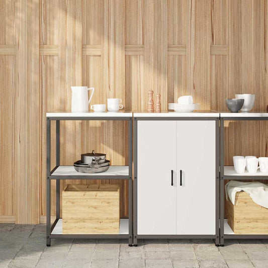 Kitchen Storage Set with Shelf 2 pcs White Cold-rolled steel