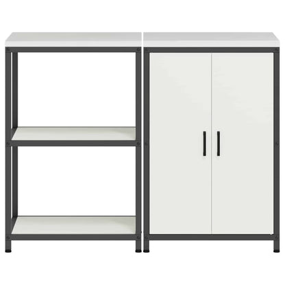 Kitchen Storage Set with Shelf 2 pcs White Cold-rolled steel