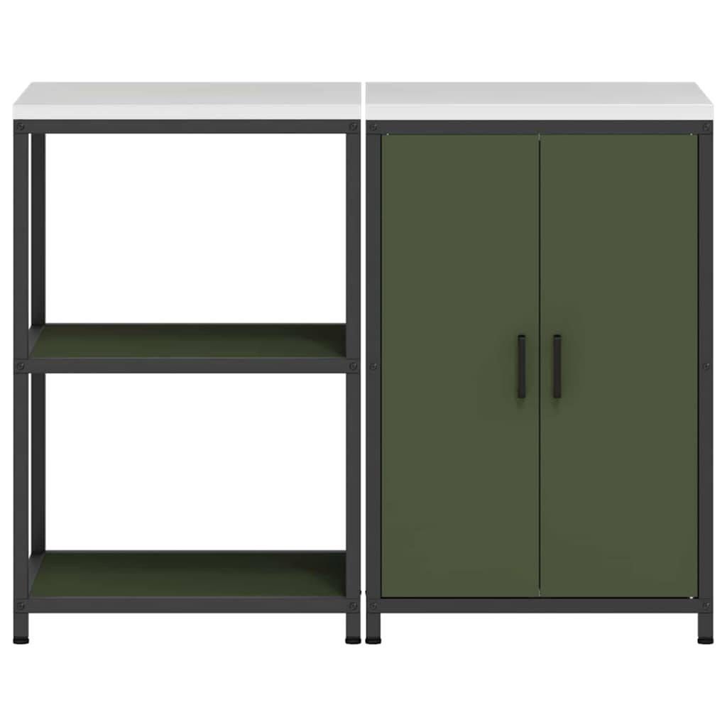 Kitchen Storage Set 2 pcs Olive Green Cold-rolled steel