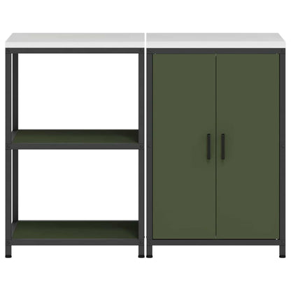 Kitchen Storage Set 2 pcs Olive Green Cold-rolled steel