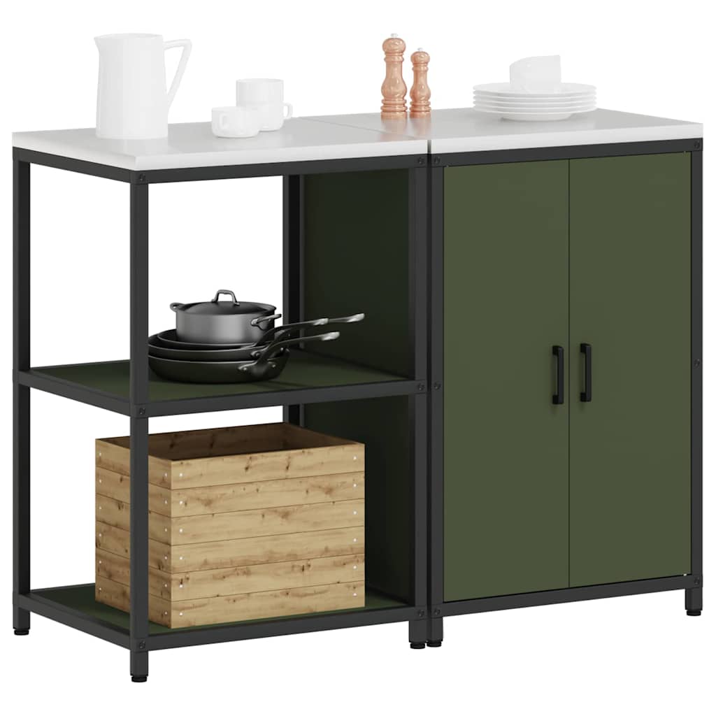 Kitchen Storage Set 2 pcs Olive Green Cold-rolled steel