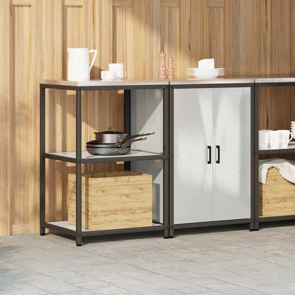 Kitchen Storage Set with Shelf 2 pcs Sliver Stainless steel