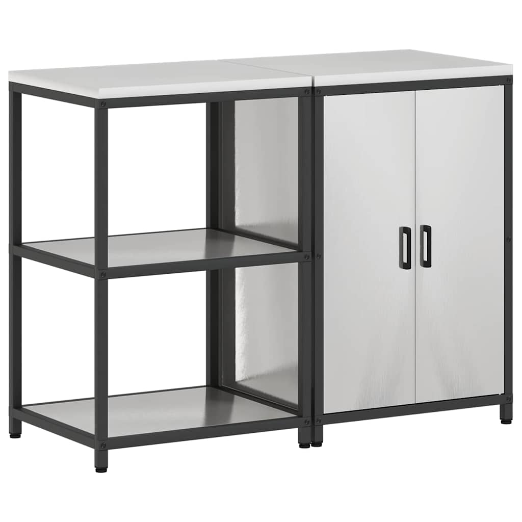 Kitchen Storage Set with Shelf 2 pcs Sliver Stainless steel