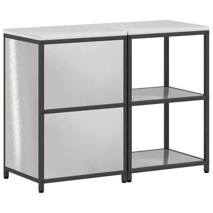 Kitchen Storage Set with Shelf 2 pcs Sliver Stainless steel