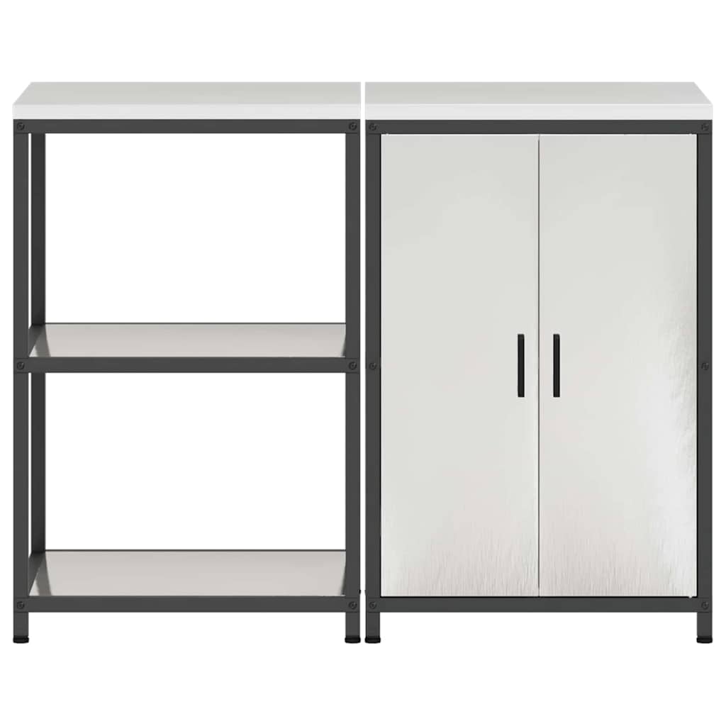 Kitchen Storage Set with Shelf 2 pcs Sliver Stainless steel