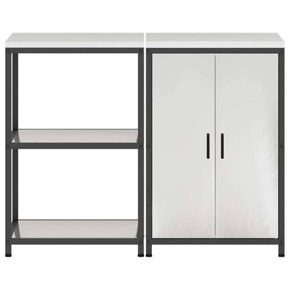 Kitchen Storage Set with Shelf 2 pcs Sliver Stainless steel