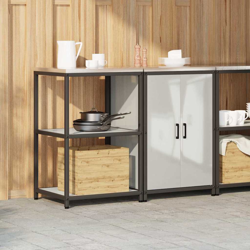 Kitchen Storage Set with Shelf 2 pcs Sliver Galvanised steel