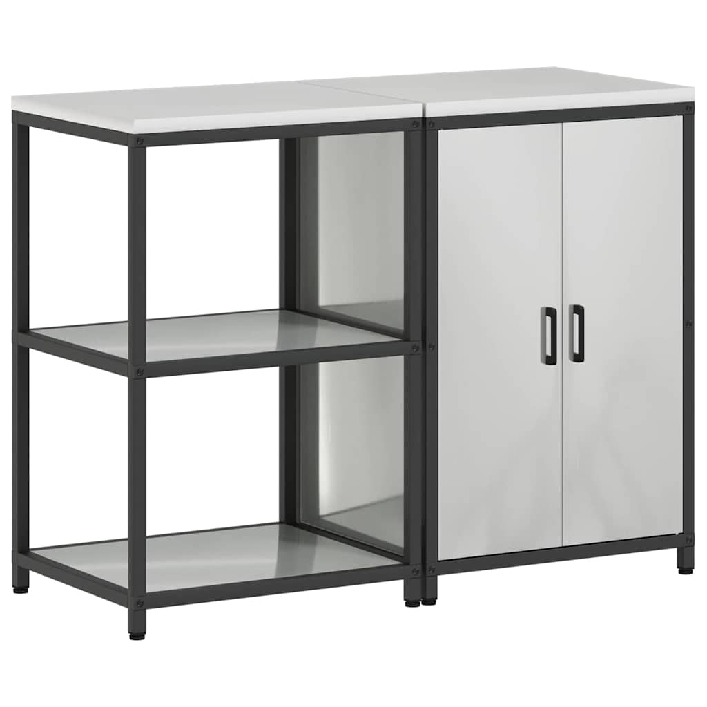 Kitchen Storage Set with Shelf 2 pcs Sliver Galvanised steel