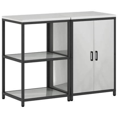 Kitchen Storage Set with Shelf 2 pcs Sliver Galvanised steel