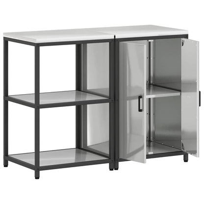 Kitchen Storage Set with Shelf 2 pcs Sliver Galvanised steel