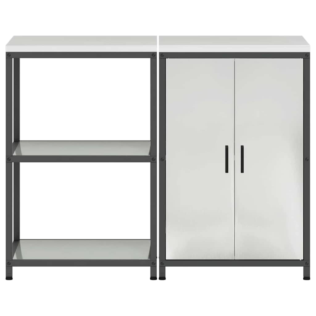 Kitchen Storage Set with Shelf 2 pcs Sliver Galvanised steel