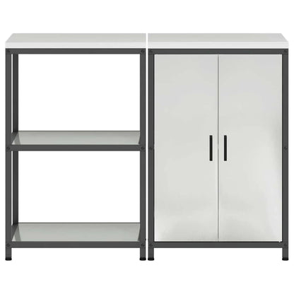 Kitchen Storage Set with Shelf 2 pcs Sliver Galvanised steel