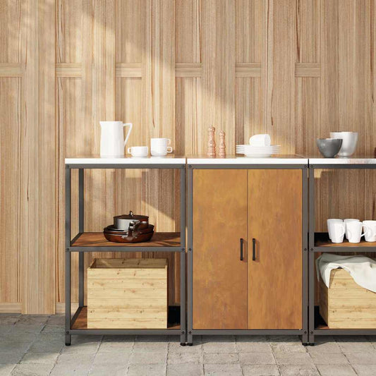 Kitchen Storage Set with Shelf 2 pcs Rusty Weathering steel
