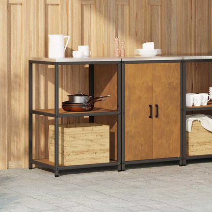 Kitchen Storage Set with Shelf 2 pcs Rusty Weathering steel