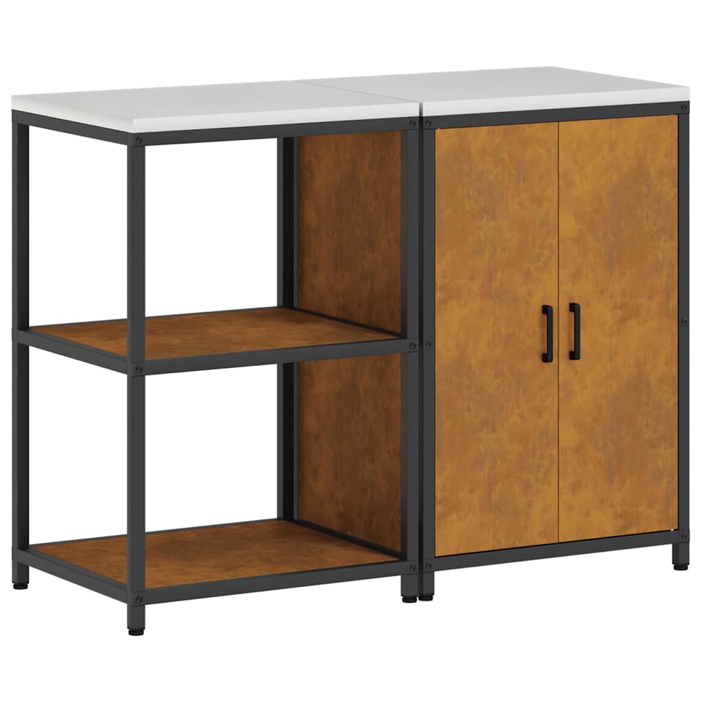 Kitchen Storage Set with Shelf 2 pcs Rusty Weathering steel