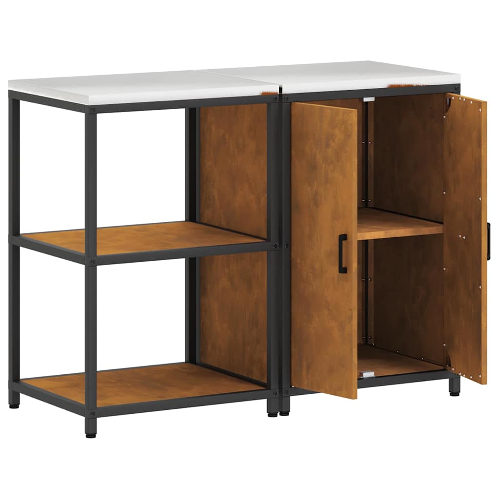 Kitchen Storage Set with Shelf 2 pcs Rusty Weathering steel