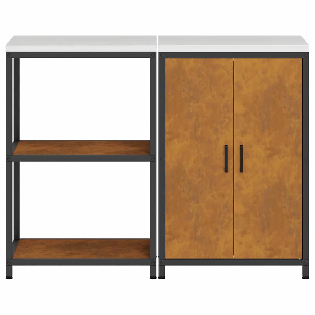Kitchen Storage Set with Shelf 2 pcs Rusty Weathering steel