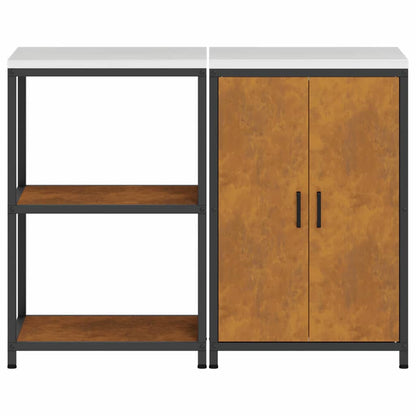 Kitchen Storage Set with Shelf 2 pcs Rusty Weathering steel