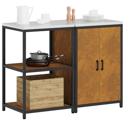 Kitchen Storage Set with Shelf 2 pcs Rusty Weathering steel