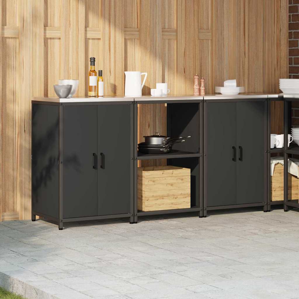 Kitchen Storage Set with Shelf 3 pcs Black 180 x 50 x 92 cm
